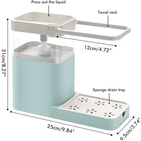 MEZHENG Dish Soap Dispenser, Soap Dispenser With Sponge Holder, Kitchen Sink, Soap Pump Dispenser For Kitchen Supplies 2 MEZHENG Dish Soap Dispenser, Soap Dispenser With Sponge Holder, Kitchen Sink, Soap Pump Dispenser For Kitchen Supplies - Image 2