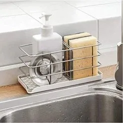 EINEMGELD Multifunctional 304 Stainless Steel Kitchen Sink Sponge Holder Sink Organizer Dish Drainer Tray Soap Dish Adjustable Hanging Board