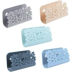 EINEMGELD 5PCS Kitchen Sink Sponge Holder 11.5x4.2x6.5cm Suction Cup Sponge Holder, Plastic Draining Rack Storage Basket Kitchen Sponge Holder Kitchen Sink Utensils Soap Dish -Kitchen Sink Shop 75323117 4