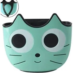 EINEMGELD Sponge Holder, Hanging Sink Basket, Hanging Baskets Drainer Rack Hanging Basket Green Cartoon Cat Pattern Plastic Sink Organizer For Kitchen Bathroom