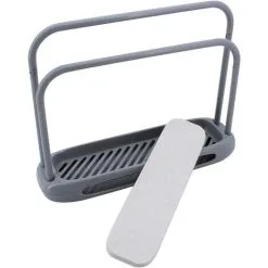 EINEMGELD Telescopic Kitchen Sink Organizer, Cloth Rack, Double Layer, Adjustable, Soap Dish, Steel Sponge Drainer (Gray) -Kitchen Sink Shop 75327094 5