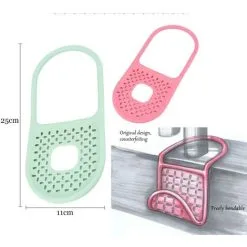 EINEMGELD Foldable Kitchen Sponge Holder - Hanging Sponge Basket Sink Holders, Ideal For Holding Sponge, Brush Etc. (Set Of 2, Pink + Green)