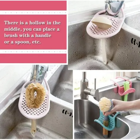 EINEMGELD Foldable Kitchen Sponge Holder - Hanging Sponge Basket Sink Holders, Ideal For Holding Sponge, Brush Etc. (Set Of 2, Pink + Green) 2 EINEMGELD Foldable Kitchen Sponge Holder - Hanging Sponge Basket Sink Holders, Ideal For Holding Sponge, Brush Etc. (Set Of 2, Pink + Green) - Image 2