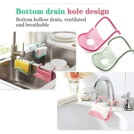 EINEMGELD Foldable Kitchen Sponge Holder - Hanging Sponge Basket Sink Holders, Ideal For Holding Sponge, Brush Etc. (Set Of 2, Pink + Green) 3 EINEMGELD Foldable Kitchen Sponge Holder - Hanging Sponge Basket Sink Holders, Ideal For Holding Sponge, Brush Etc. (Set Of 2, Pink + Green) - Image 3