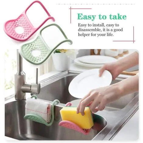 EINEMGELD Foldable Kitchen Sponge Holder - Hanging Sponge Basket Sink Holders, Ideal For Holding Sponge, Brush Etc. (Set Of 2, Pink + Green) 4 EINEMGELD Foldable Kitchen Sponge Holder - Hanging Sponge Basket Sink Holders, Ideal For Holding Sponge, Brush Etc. (Set Of 2, Pink + Green) - Image 4