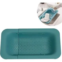 EINEMGELD Sink Dish Drying Rack Plastic Adjustable Multifunctional Drain Basket Dish Filter Tray Plastic Drainer Vegetable Fruit For Dishes Fruit Vegetable Drainer Kitchen