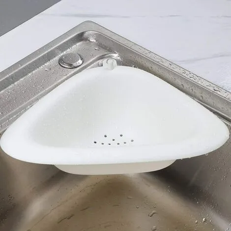 EINEMGELD Sink Strainer Sink Drain Rack Kitchen Sink Triangular Sink Strainer Sponge Holder For Bathroom Kitchen Rack Corner White,One Size 1 EINEMGELD Sink Strainer Sink Drain Rack Kitchen Sink Triangular Sink Strainer Sponge Holder For Bathroom Kitchen Rack Corner White,One Size