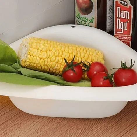 EINEMGELD Sink Strainer Sink Drain Rack Kitchen Sink Triangular Sink Strainer Sponge Holder For Bathroom Kitchen Rack Corner White,One Size 2 EINEMGELD Sink Strainer Sink Drain Rack Kitchen Sink Triangular Sink Strainer Sponge Holder For Bathroom Kitchen Rack Corner White,One Size - Image 2