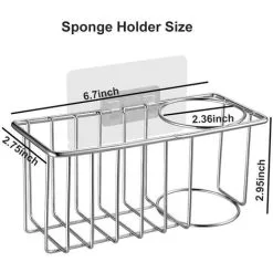FVBJD Sponge Holder And Sink Caddy – 2 In 1 Kitchen Brush Holder – No Drilling With Adhesives – Waterproof & Sturdy Kitchen Ware -Kitchen Sink Shop 76006107 3