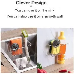 FVBJD Sponge Holder And Sink Caddy – 2 In 1 Kitchen Brush Holder – No Drilling With Adhesives – Waterproof & Sturdy Kitchen Ware -Kitchen Sink Shop 76006107 5