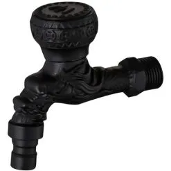 Devenirriche High Quality Retro Black Wall Mount Faucets Washing Machine Water Tap Mop Pool WC Faucets G1/2" With Lock Tap For Outdoor Decorative Garden Faucet