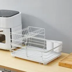 Livingandhome 2-Tier Metal Dish Rack With Utensil Holder Dish Drainer 7 Livingandhome 2-Tier Metal Dish Rack With Utensil Holder Dish Drainer -Kitchen Sink Shop 77837716 3