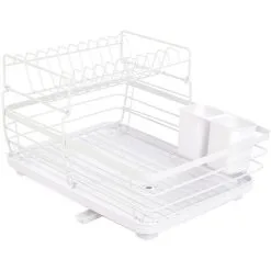 Livingandhome 2-Tier Metal Dish Rack With Utensil Holder Dish Drainer 8 Livingandhome 2-Tier Metal Dish Rack With Utensil Holder Dish Drainer -Kitchen Sink Shop 77837716 4