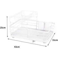 Livingandhome 2-Tier Metal Dish Rack With Utensil Holder Dish Drainer 9 Livingandhome 2-Tier Metal Dish Rack With Utensil Holder Dish Drainer -Kitchen Sink Shop 77837716 5