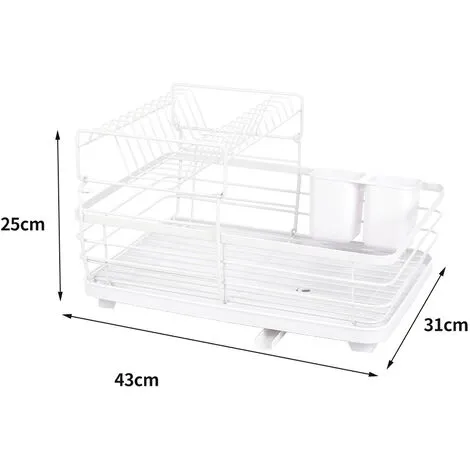 Livingandhome 2-Tier Metal Dish Rack With Utensil Holder Dish Drainer 5 Livingandhome 2-Tier Metal Dish Rack With Utensil Holder Dish Drainer - Image 5