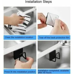 ECHOO Pieces Sponge Holder, Self Adhesive Sponge Holder, Waterproof Stainless Steel Sponge Holder, For Sponges, Brush, Pot Lid, Dish Towel -Kitchen Sink Shop 79303998 4