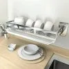 NAXUNNN Wall Mounted Dish Rack Stainless Steel Dish Dryer Silver, 44 X 16cm