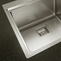 Sauber 1.0 Bowl Kitchen Sink Stainless Steel Square Inset Right Drainer Waste 7 Sauber 1.0 Bowl Kitchen Sink Stainless Steel Square Inset Right Drainer Waste -Kitchen Sink Shop 79701078 3