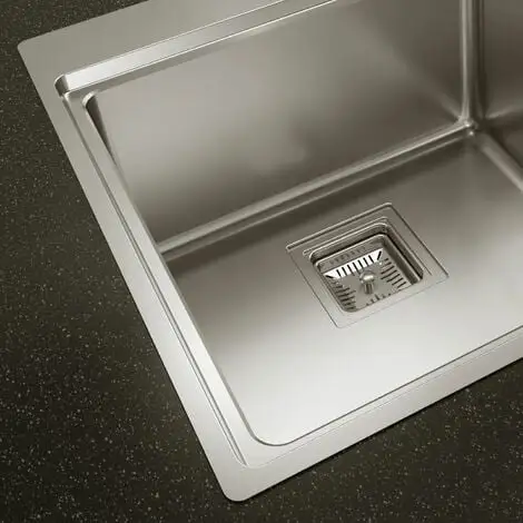 Sauber 1.0 Bowl Kitchen Sink Stainless Steel Square Inset Right Drainer Waste 3 Sauber 1.0 Bowl Kitchen Sink Stainless Steel Square Inset Right Drainer Waste - Image 3