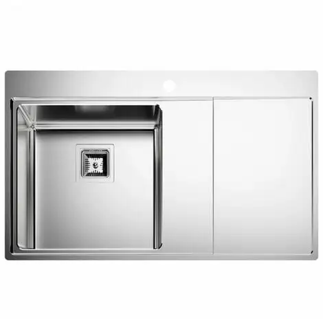 Sauber 1.0 Bowl Kitchen Sink Stainless Steel Square Inset Right Drainer Waste 5 Sauber 1.0 Bowl Kitchen Sink Stainless Steel Square Inset Right Drainer Waste - Image 5