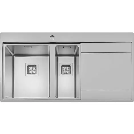 Sauber 1.5 Bowl Square Inset Stainless Steel Kitchen Sink Right Hand Drainer 5 Sauber 1.5 Bowl Square Inset Stainless Steel Kitchen Sink Right Hand Drainer - Image 5