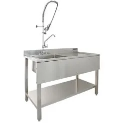 KuKoo Commercial Kitchen Catering Sink & Pre-Rinse Mixer Tap, RH