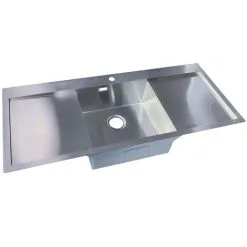 VIANDPRO Prestige Double Drainer Kitchen Sink - 1200 X 510 Mm - 1 Tap Hole - Brushed Stainless Steel