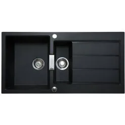Franke Sirius S2D651CB 1.5 Bowl Tectonite Reversible Carbon Black Kitchen Sink