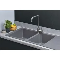 Liquida LP20GR 2.0 Bowl Composite Inset Reversible Grey Kitchen Sink 9 Liquida LP20GR 2.0 Bowl Composite Inset Reversible Grey Kitchen Sink -Kitchen Sink Shop 81167216 5