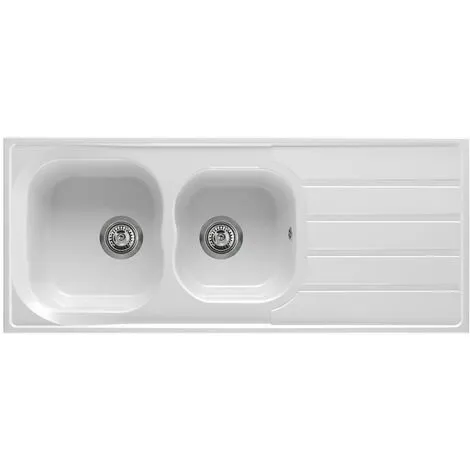 Liquida DK20WH 2.0 Bowl Composite Inset Reversible Large White Kitchen Sink 1 Liquida DK20WH 2.0 Bowl Composite Inset Reversible Large White Kitchen Sink