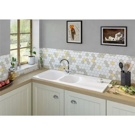 Liquida DK20WH 2.0 Bowl Composite Inset Reversible Large White Kitchen Sink 2 Liquida DK20WH 2.0 Bowl Composite Inset Reversible Large White Kitchen Sink - Image 2