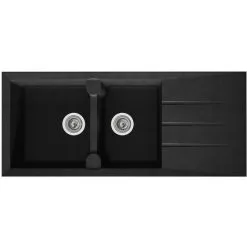 Liquida LP20BL 2.0 Bowl Composite Inset Reversible Black Kitchen Sink