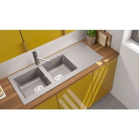 Liquida EW20GR 2.0 Bowl Composite Inset Reversible Grey Kitchen Sink 2 Liquida EW20GR 2.0 Bowl Composite Inset Reversible Grey Kitchen Sink - Image 2