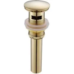 Kitchen Sink Shop 17 DECKON Modern Pop-up Retro Sink Plug Waste Clicker With Overflow Brass Gold Universal Sink Drainer Valve Basin Siphon With Overflow Hole Polished- With Overf