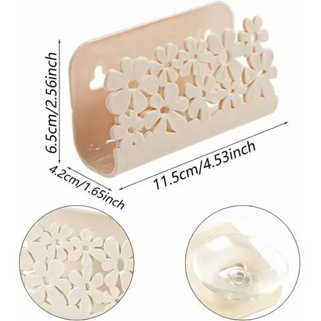 SWYEOOT Sponge Sponge Holder Sponge Clip Holder Organizer Sink With Suction COUTE For Kitchen Sink Hanging Basket Table Drainer Liquid Cart Drainer 2 Pieces (Gray, Beige) 2 SWYEOOT Sponge Sponge Holder Sponge Clip Holder Organizer Sink With Suction COUTE For Kitchen Sink Hanging Basket Table Drainer Liquid Cart Drainer 2 Pieces (Gray, Beige) - Image 2