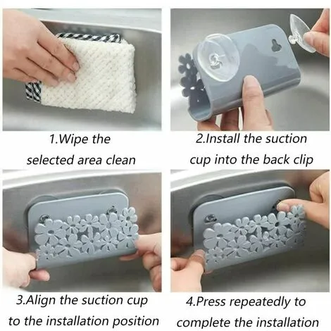 SWYEOOT Sponge Sponge Holder Sponge Clip Holder Organizer Sink With Suction COUTE For Kitchen Sink Hanging Basket Table Drainer Liquid Cart Drainer 2 Pieces (Gray, Beige) 3 SWYEOOT Sponge Sponge Holder Sponge Clip Holder Organizer Sink With Suction COUTE For Kitchen Sink Hanging Basket Table Drainer Liquid Cart Drainer 2 Pieces (Gray, Beige) - Image 3