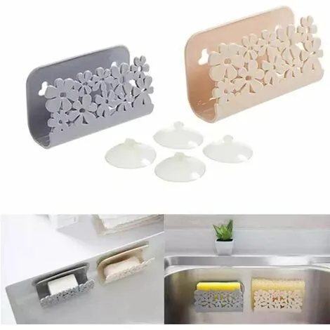 SWYEOOT Sponge Sponge Holder Sponge Clip Holder Organizer Sink With Suction COUTE For Kitchen Sink Hanging Basket Table Drainer Liquid Cart Drainer 2 Pieces (Gray, Beige) 4 SWYEOOT Sponge Sponge Holder Sponge Clip Holder Organizer Sink With Suction COUTE For Kitchen Sink Hanging Basket Table Drainer Liquid Cart Drainer 2 Pieces (Gray, Beige) - Image 4