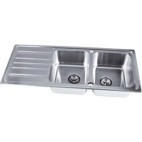 Sauber S�uber Prima Kitchen Sink 2.0 Double Bowl Stainless Steel Reversible Inset Waste 2 Sauber S�uber Prima Kitchen Sink 2.0 Double Bowl Stainless Steel Reversible Inset Waste - Image 2