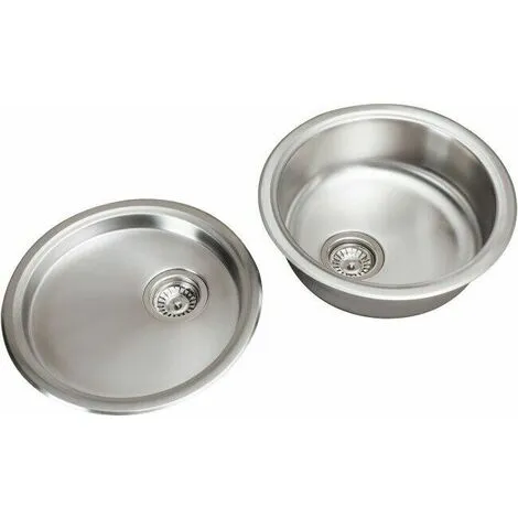 Sauber S�uber Round Kitchen Sink Single Bowl Drainer Stainless Steel Inset Basket Waste 2 Sauber S�uber Round Kitchen Sink Single Bowl Drainer Stainless Steel Inset Basket Waste - Image 2