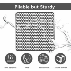 ERHOPE Silicone Kitchen Sink Protector Mat, For Stainless Steel Or Farmhouse Porcelain Sink, 34cm X 34cm (Grey) -Kitchen Sink Shop 87623739 4