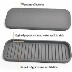 XINUY Silicone Sponge Holder - Kitchen Countertop Dish Soap Holder Set Of 2, Waterproof Sponge Soap Tray For Kitchen Sink, Bathroom, Dispenser Scrubbers Makeup Gray -Kitchen Sink Shop 93498096 3