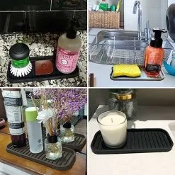 XINUY Silicone Sponge Holder - Kitchen Countertop Dish Soap Holder Set Of 2, Waterproof Sponge Soap Tray For Kitchen Sink, Bathroom, Dispenser Scrubbers Makeup Gray -Kitchen Sink Shop 93498096 4