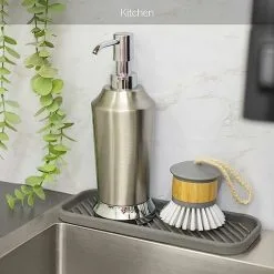 XINUY Social Clean Silicone Sponge Holder - Kitchen Sponge Holder, Silicone Soap Dish, Dish Soap Dish (Gray) -Kitchen Sink Shop 93499133 3