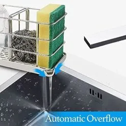 XINUY Kitchen Sink Sponge Holder, Kitchen Sink Organizer Stainless Steel Sink Tray Dish Rack Hanging Panel Adjustable Brush Sink Soap Dish For Countertop Or Wall Stick -Kitchen Sink Shop 93502756 3