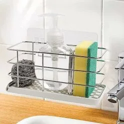 XINUY Kitchen Sink Sponge Holder, Kitchen Sink Organizer Stainless Steel Sink Tray Dish Rack Hanging Panel Adjustable Brush Sink Soap Dish For Countertop Or Wall Stick -Kitchen Sink Shop 93502756 5