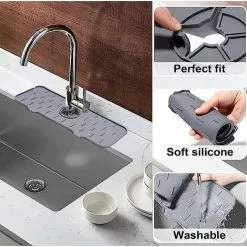 XINUY Silicone Faucet Mat Gray Kitchen Sink Mat 37140.6cm -Kitchen Sink Shop 93514234 3