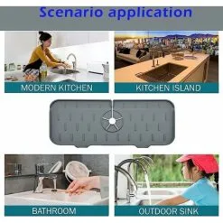 XINUY Silicone Faucet Mat Gray Kitchen Sink Mat 37140.6cm -Kitchen Sink Shop 93514234 4