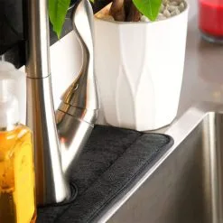 XINUY Kitchen Faucet Sink Mat, Original Design, Black Microfiber Fabric, Machine Washable Absorbent Sink Mat, Original Splash Guard And Drip Catcher (Black) -Kitchen Sink Shop 93516575 5