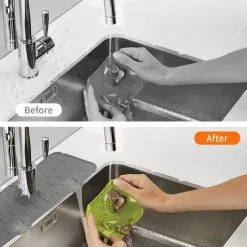 TUMALAGIA Piece Sink Faucet Splash Guard Silicone Faucet Water Tray Sink Mat (Grey) -Kitchen Sink Shop 94628759 3