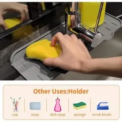 TUMALAGIA Piece Sink Faucet Splash Guard Silicone Faucet Water Tray Sink Mat (Grey) -Kitchen Sink Shop 94628759 4